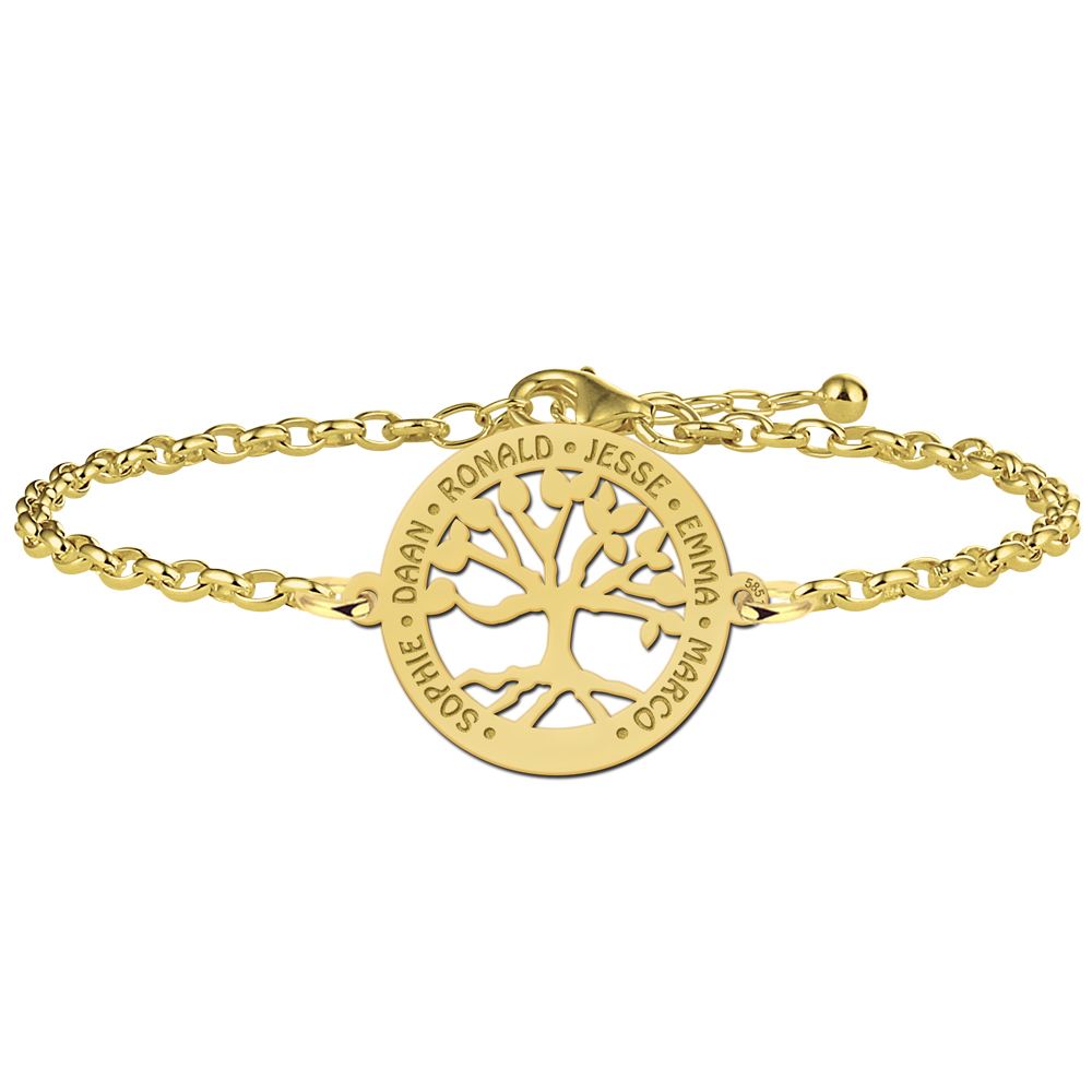 Golden bracelet with cut out tree of life