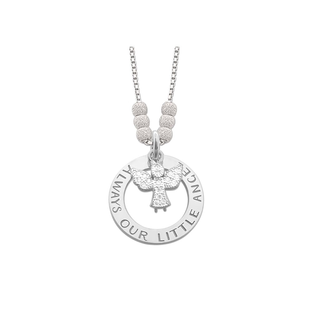 Mothers necklace with angel charm