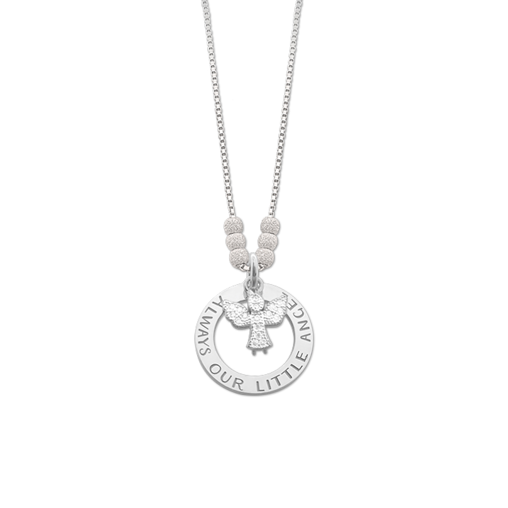 Mothers necklace with angel charm