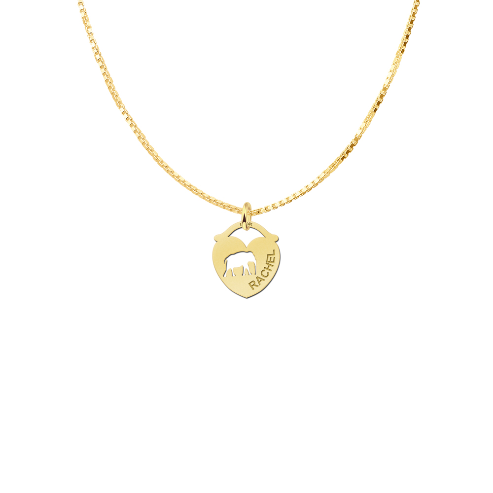 Golden Heart Pendant with Elephant