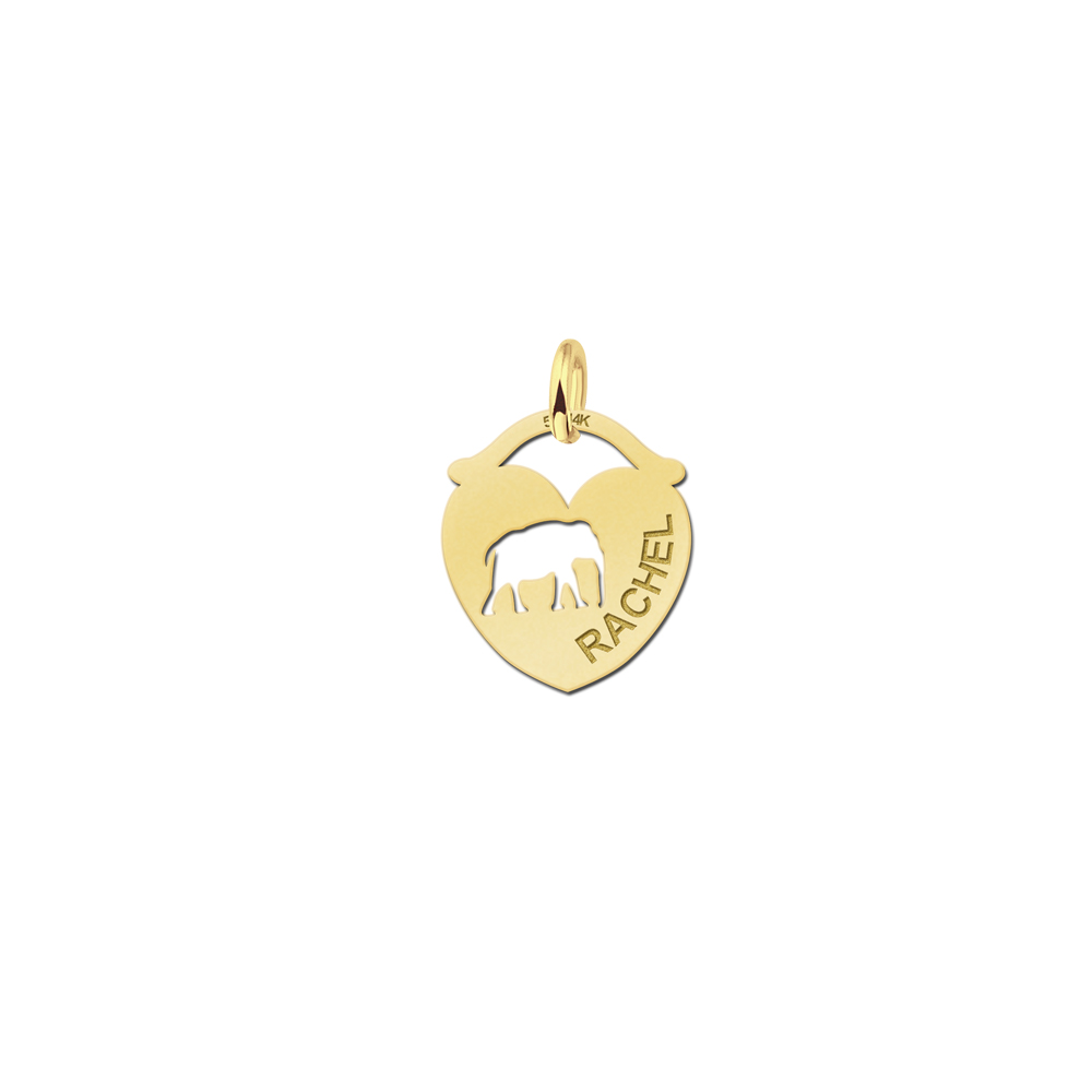 Golden Heart Pendant with Elephant