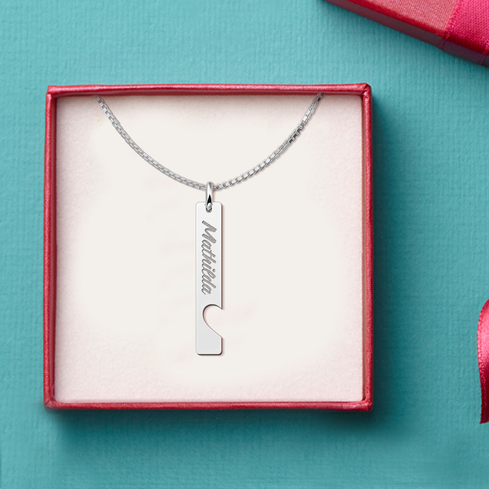 Silver friendship necklace bar pendant