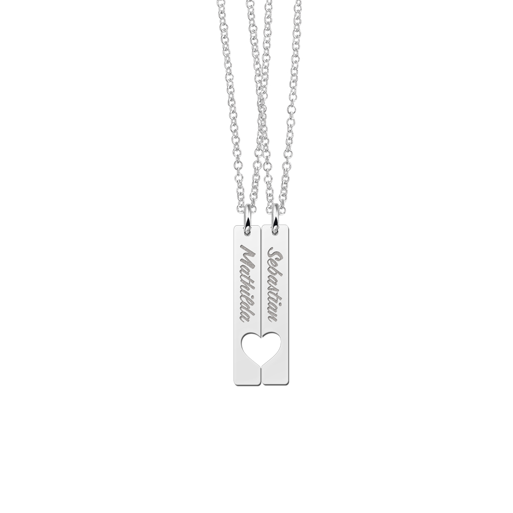 Silver friendship necklace bar pendant