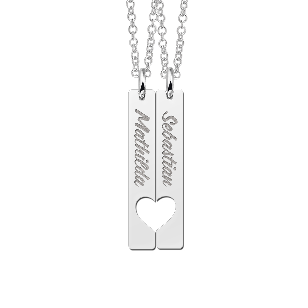 Silver friendship necklace bar pendant