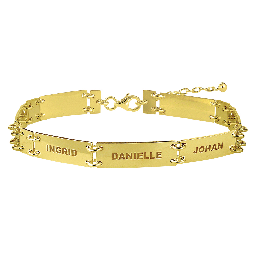 Gold plated name bracelet with 7 names