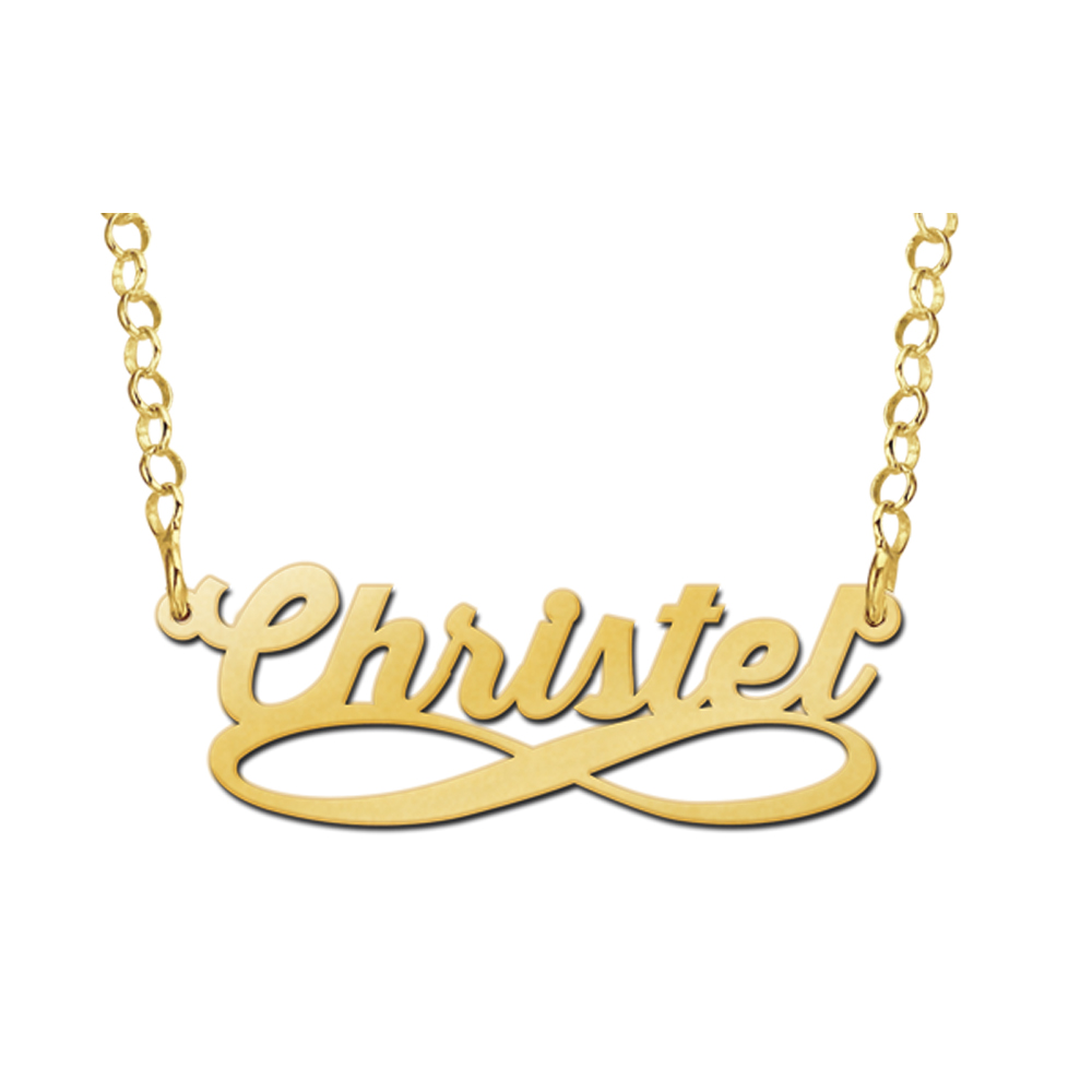 Gold plated name necklace, infinity