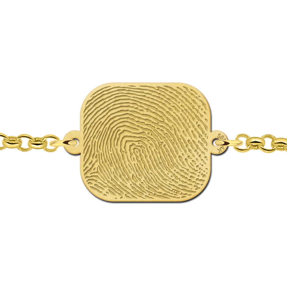 Golden bracelet with fingerprint rectangle