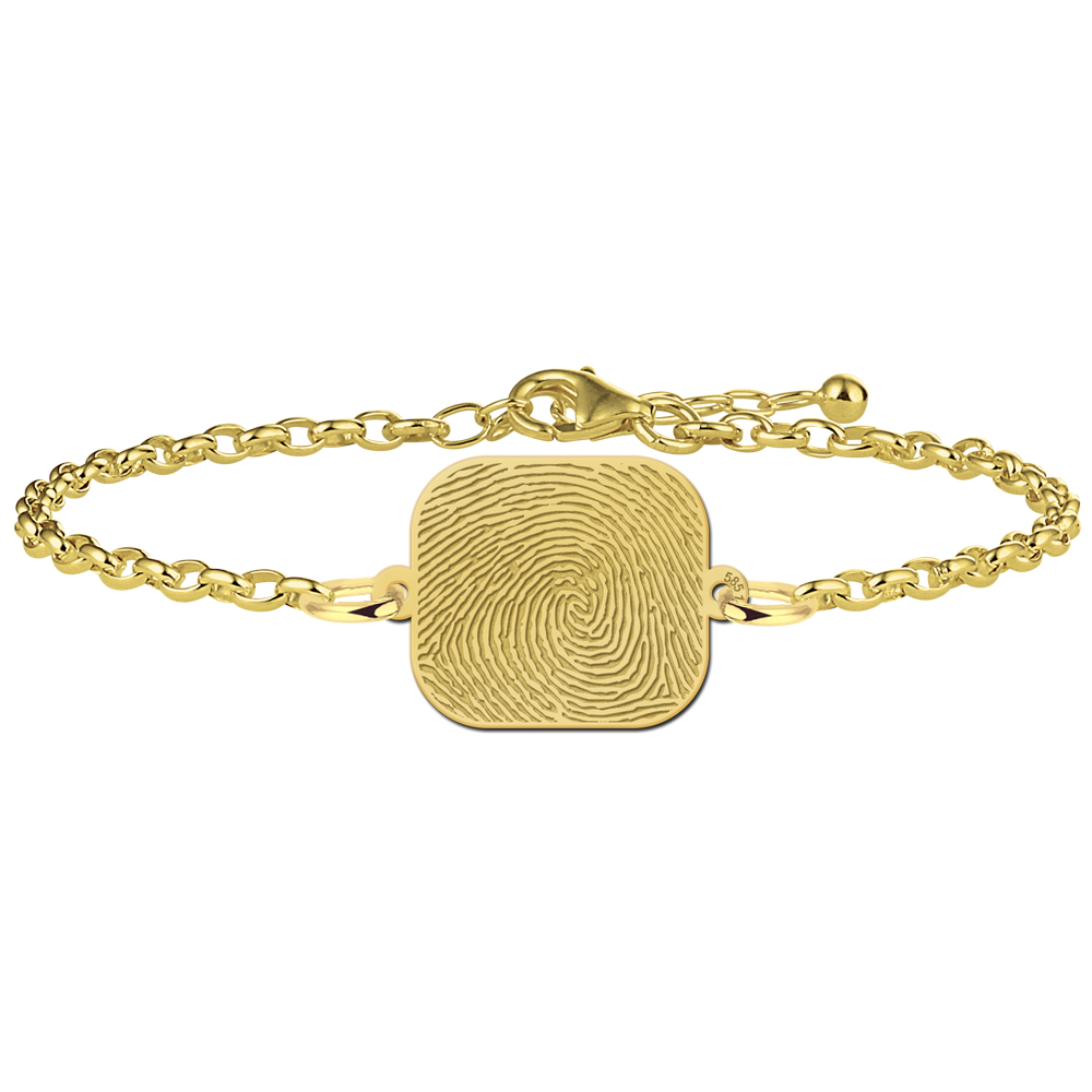 Golden bracelet with fingerprint rectangle