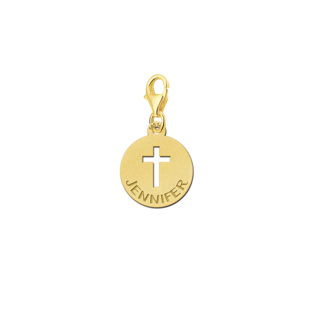 Golden charm Cross with name