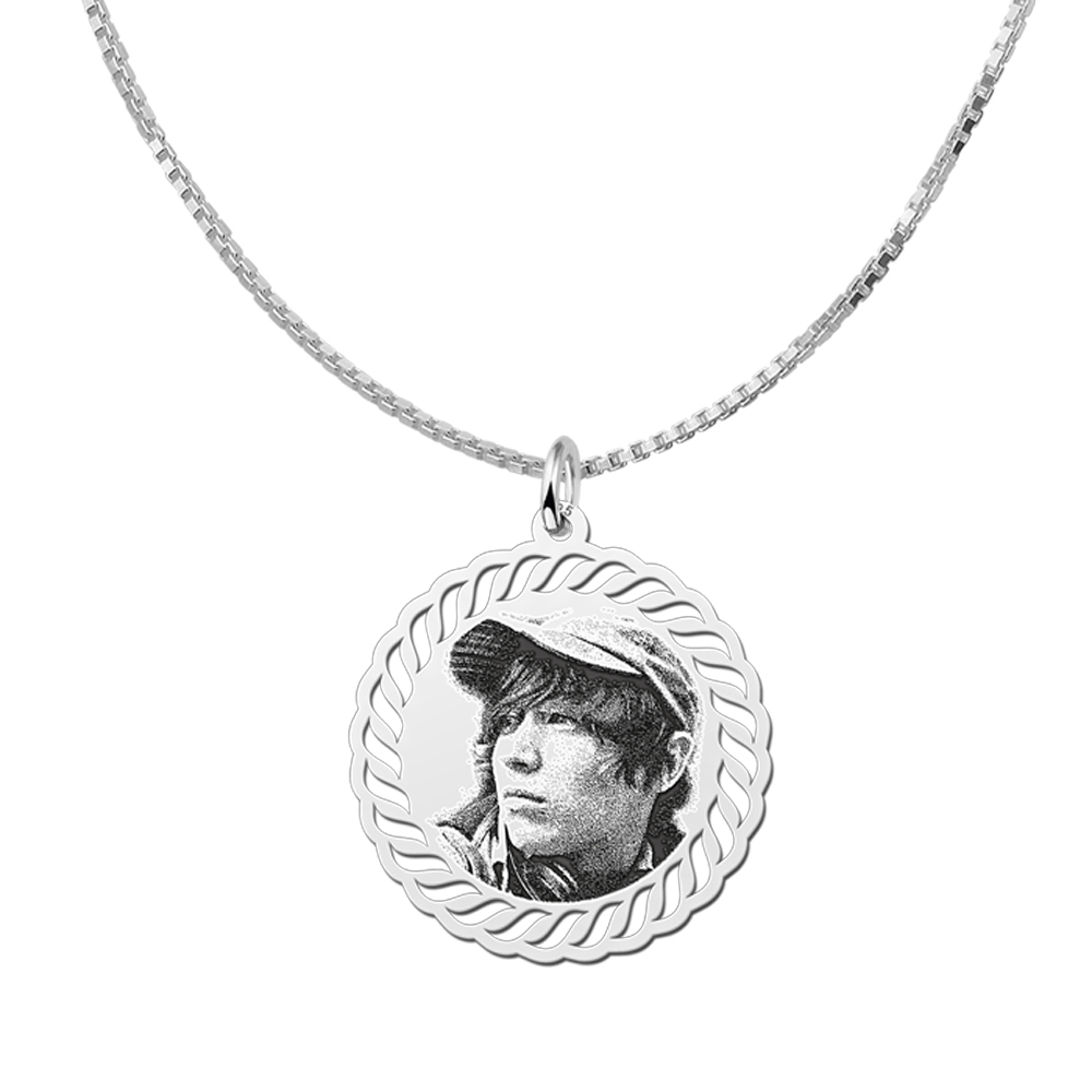 Photo pendant round silver