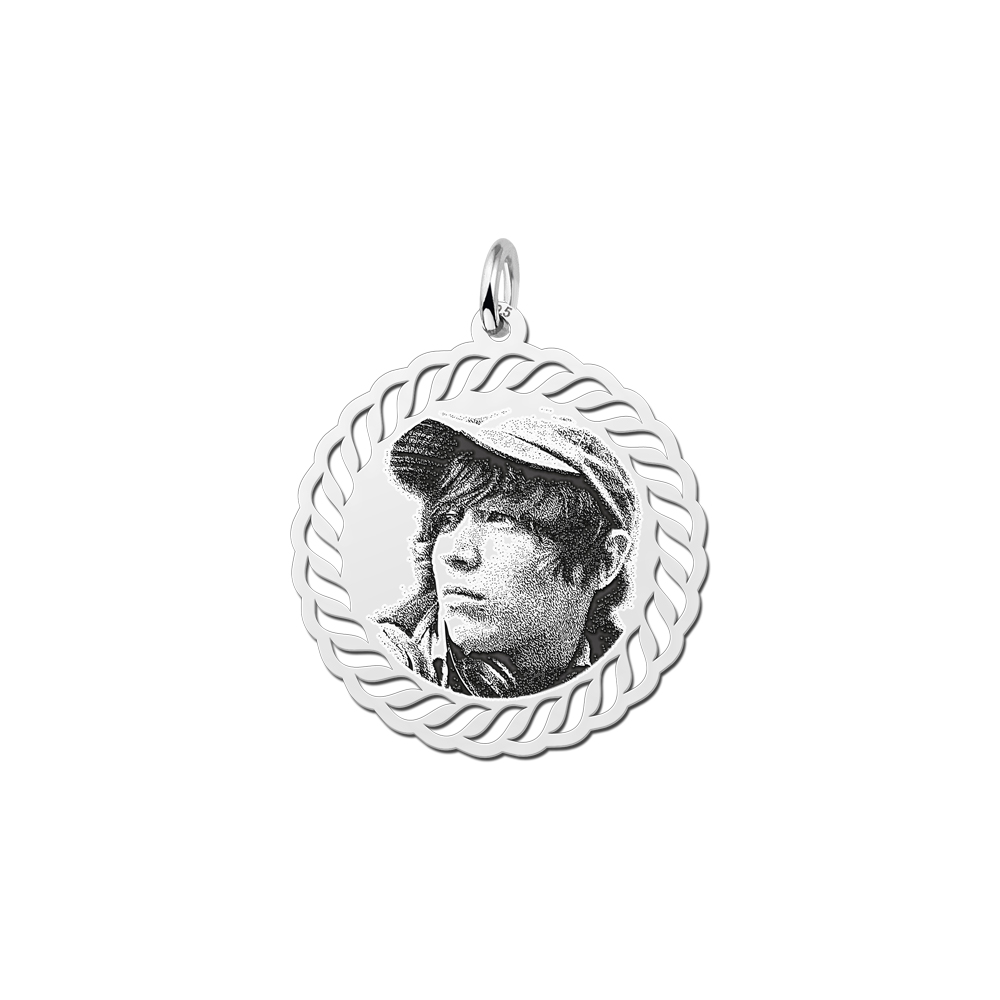 Photo pendant round silver