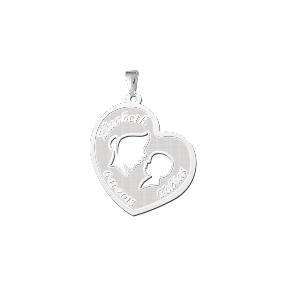 Silver mother child pendant