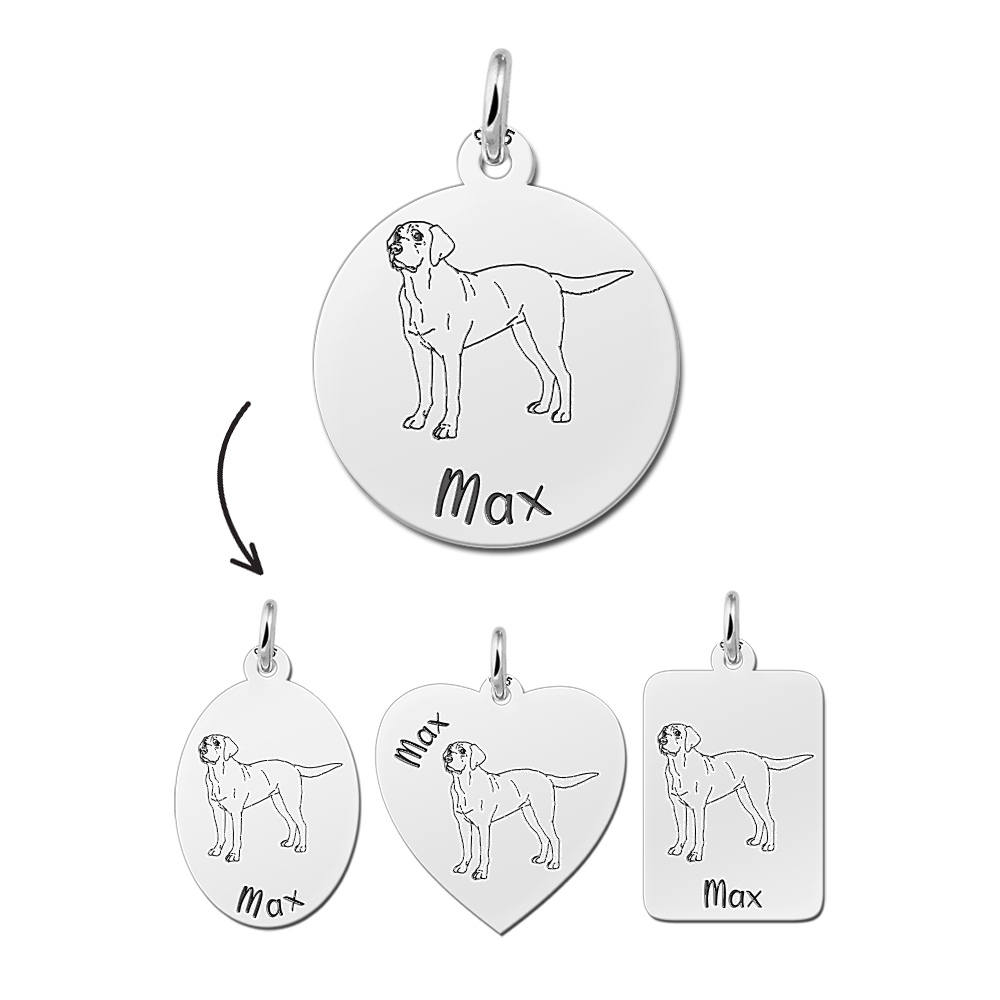 Silver Labrador necklace with engraving