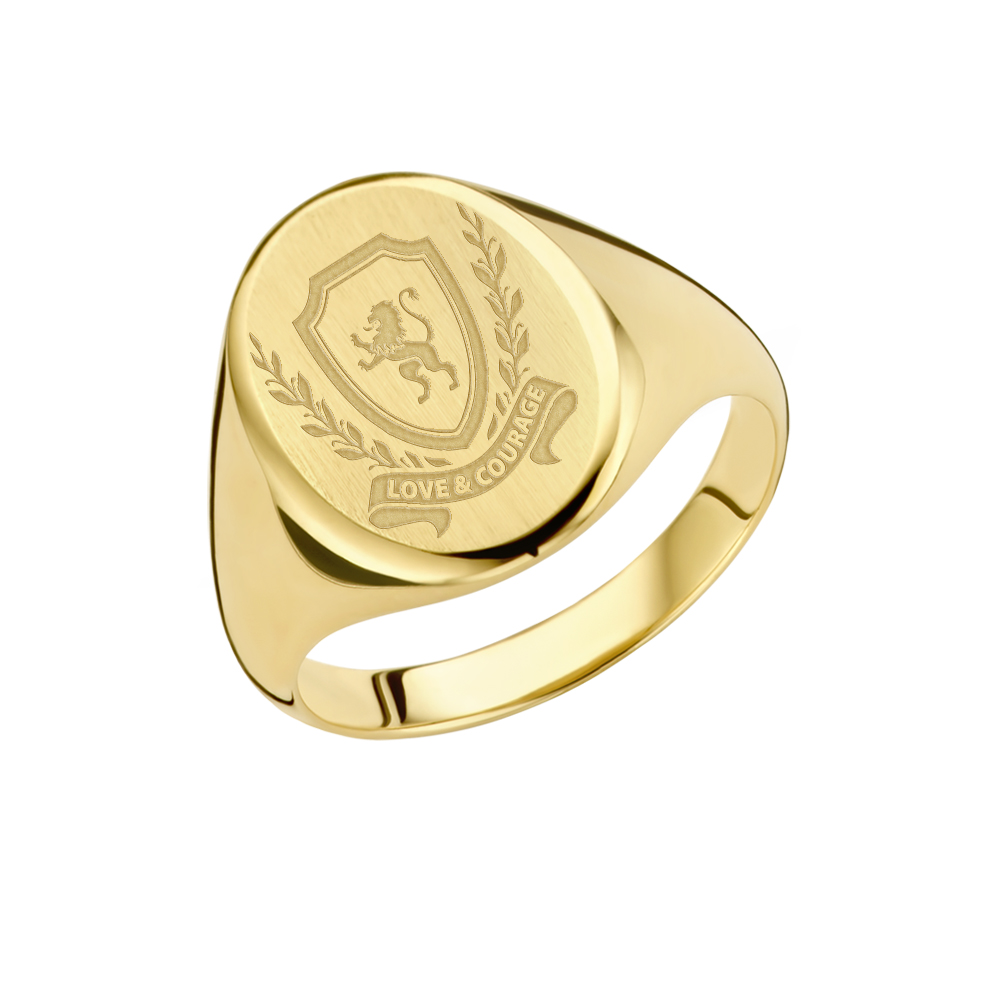 Family crest signet ring oval 14 carat gold