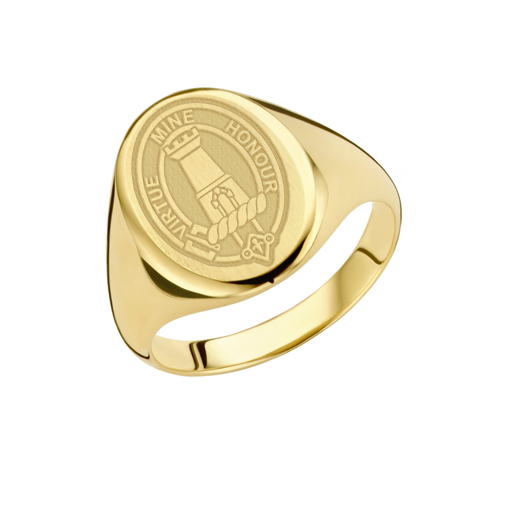 Family crest signet ring oval 14 carat gold