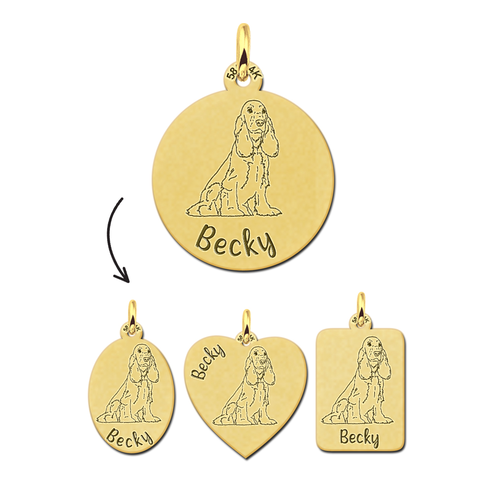 Gold pet necklace with engraving English Cocker Spaniel