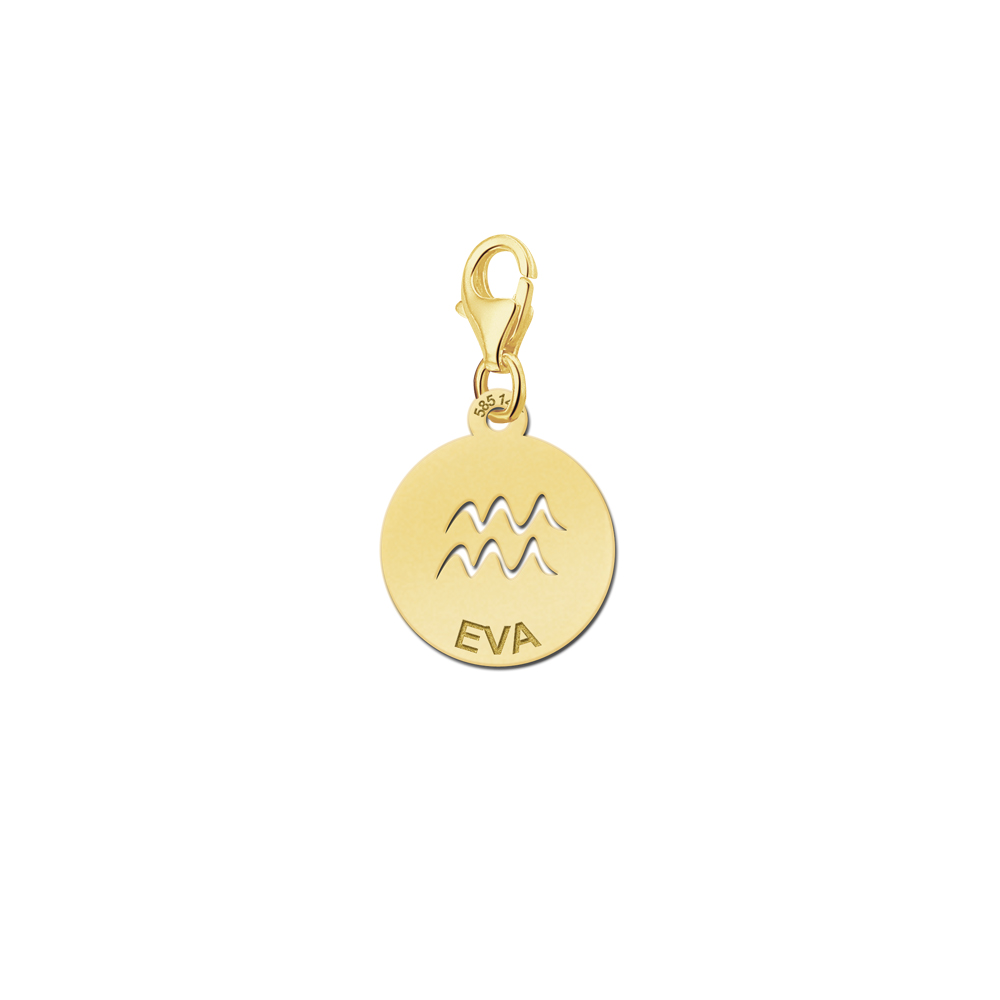 Gold Zodiac Charm, Aquarius