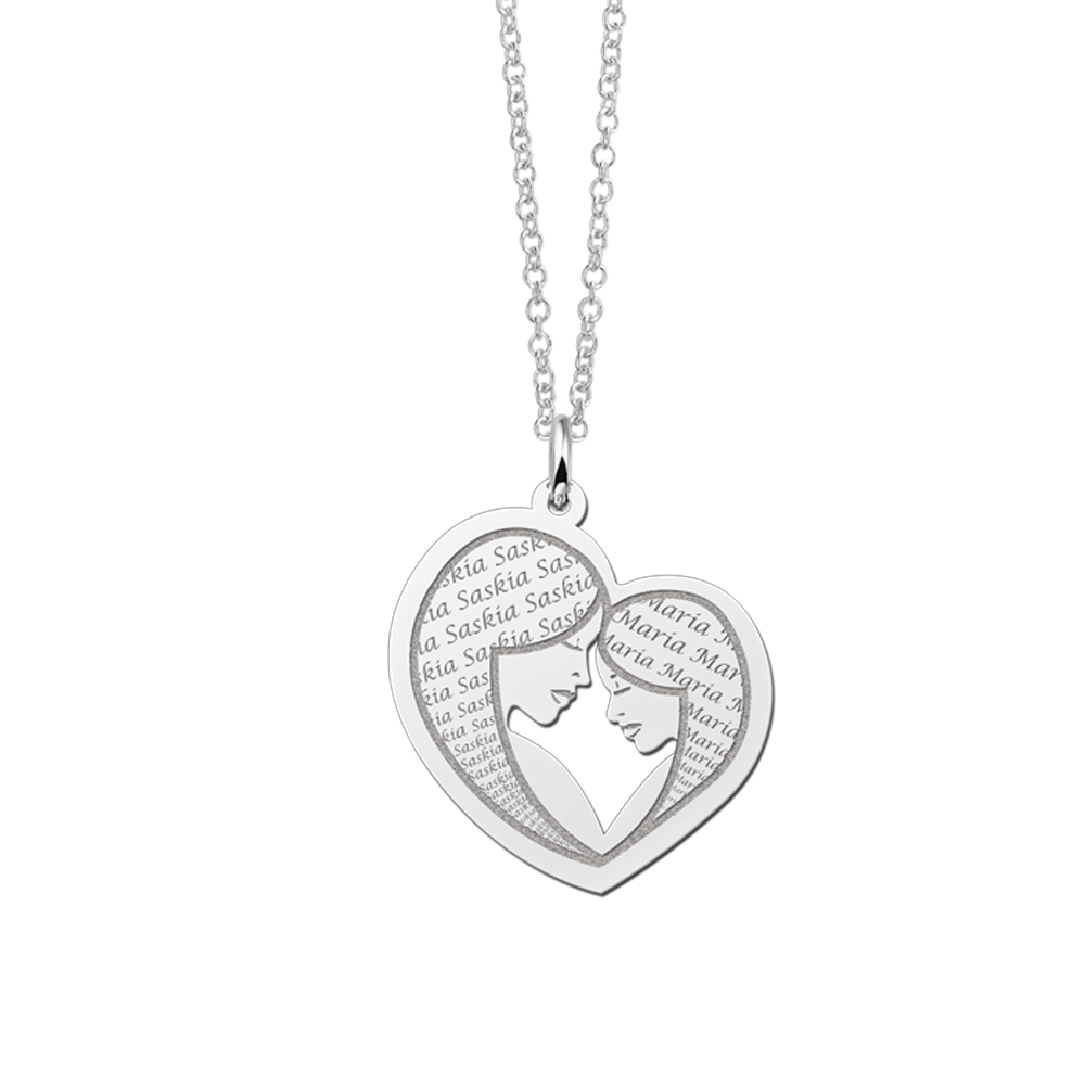 Sterling silver mother deals and daughter necklace