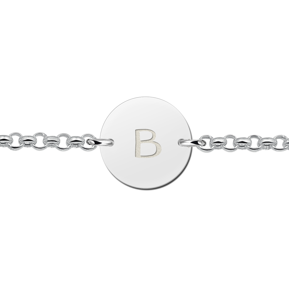 Silver initial bracelet circular