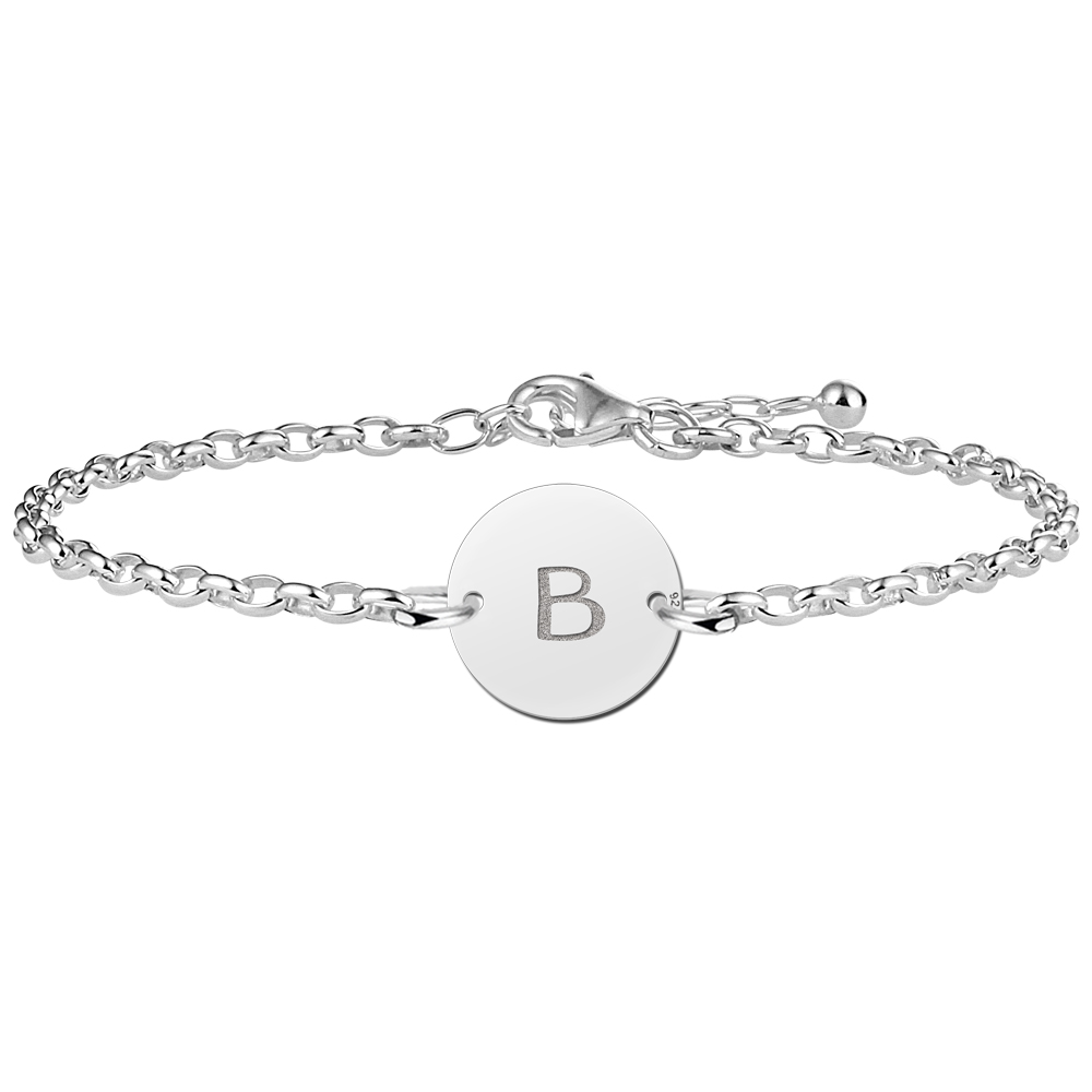 Silver initial bracelet circular