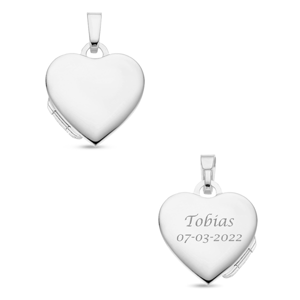 Silver heart medallion with engraving - small