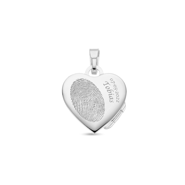 Silver heart medallion with engraving - small