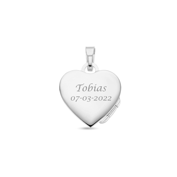 Silver heart medallion with engraving - small