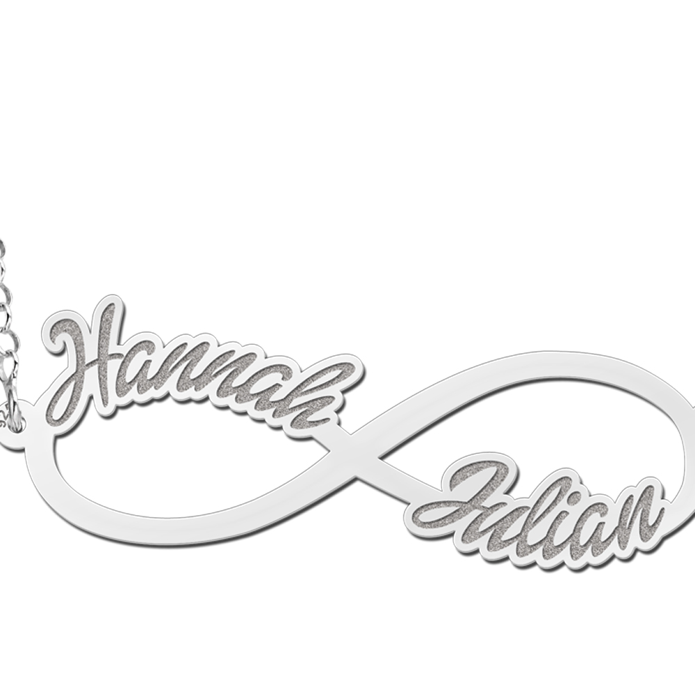 Silver infinity necklace wih two names