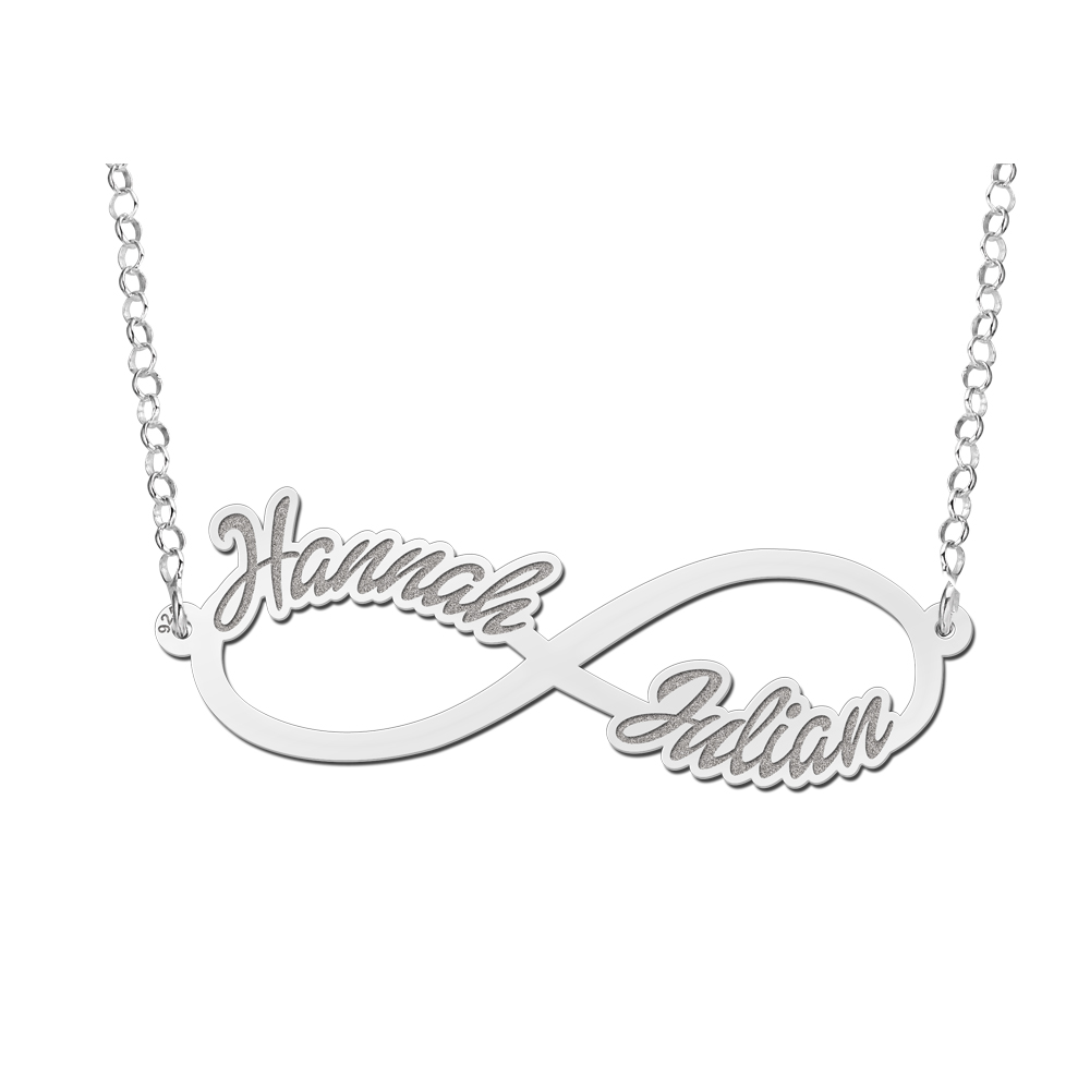 Silver infinity necklace wih two names