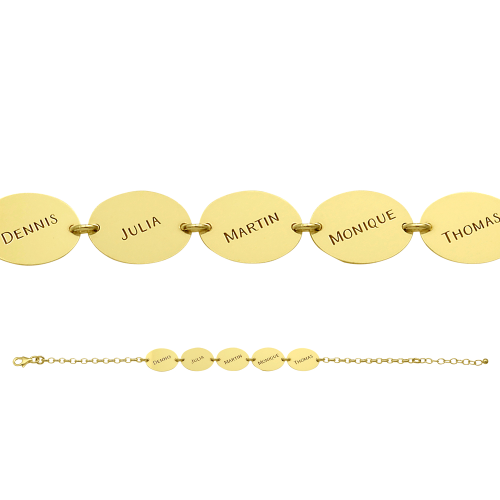Gold name bracelet with 5 names