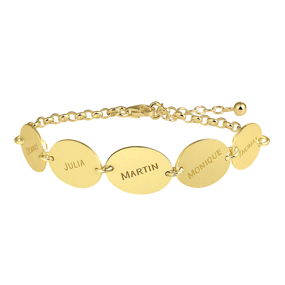 Gold name bracelet with 5 names