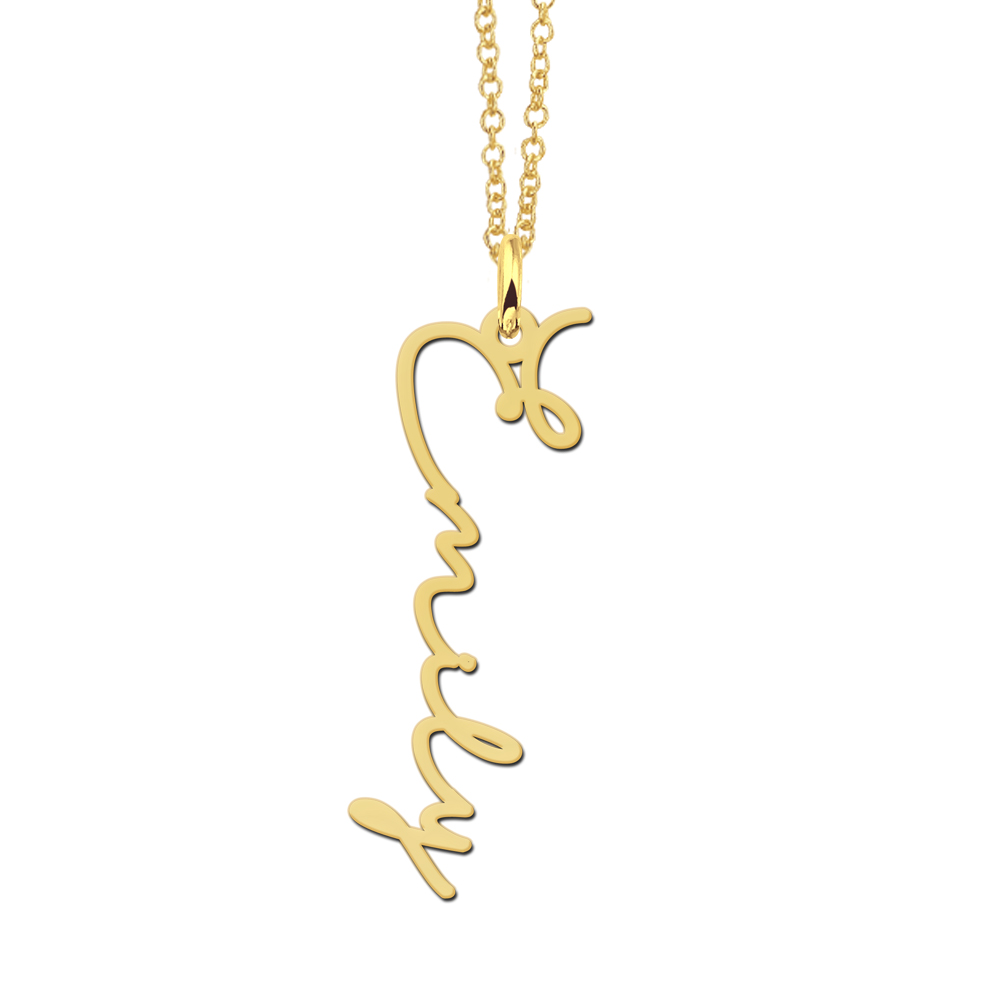 Gold vertical name necklace Emily