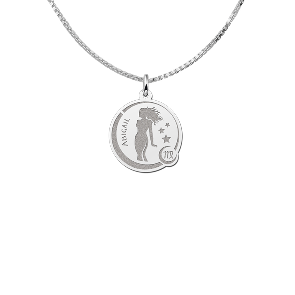 Zodiac pendant 925 sterling silver with name virgo