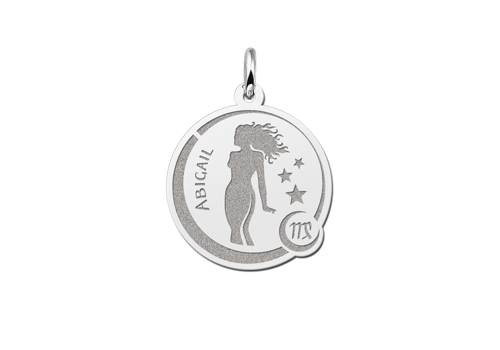 Zodiac pendant 925 sterling silver with name virgo