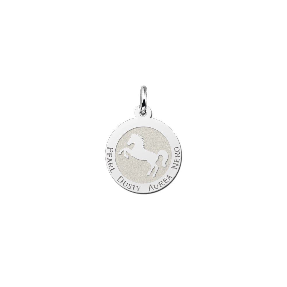 Horse pendant with name engraving in silver