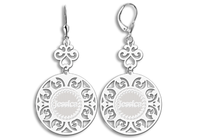 Silver name earrings