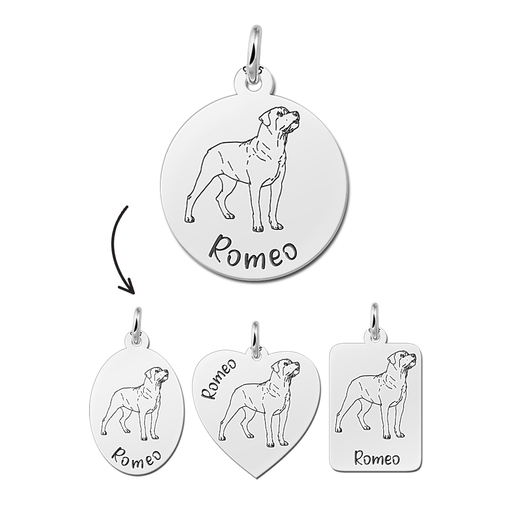 Personalised Rottweiler necklace silver