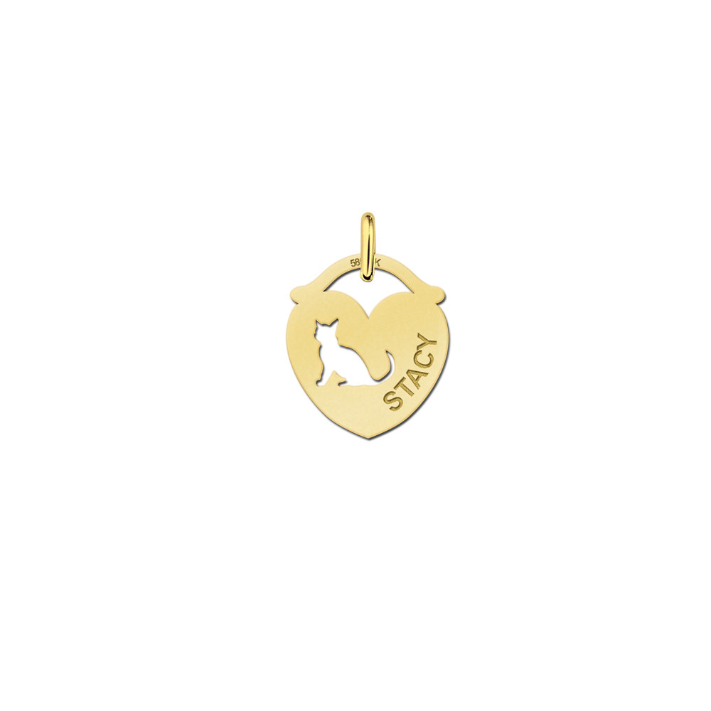 Golden Animal Pendant with Cat