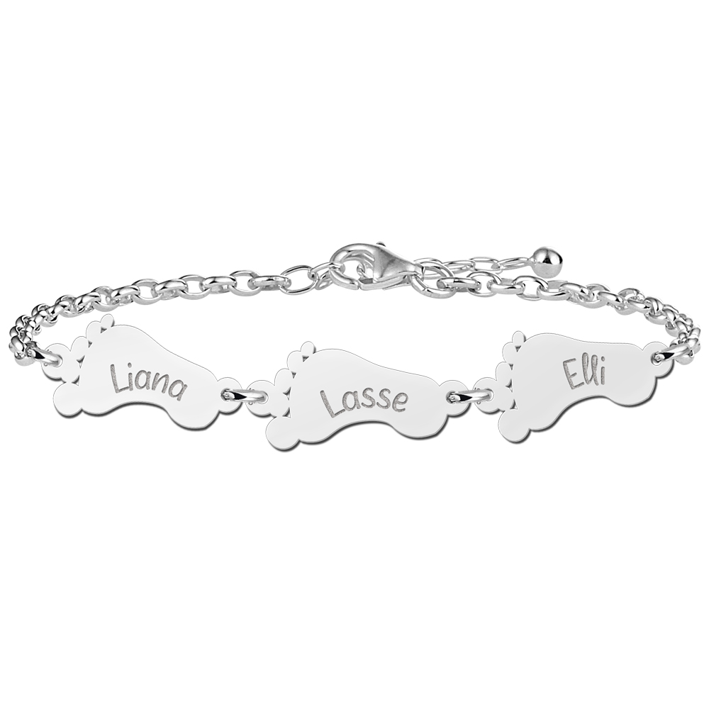 Silver bracelet with baby feet