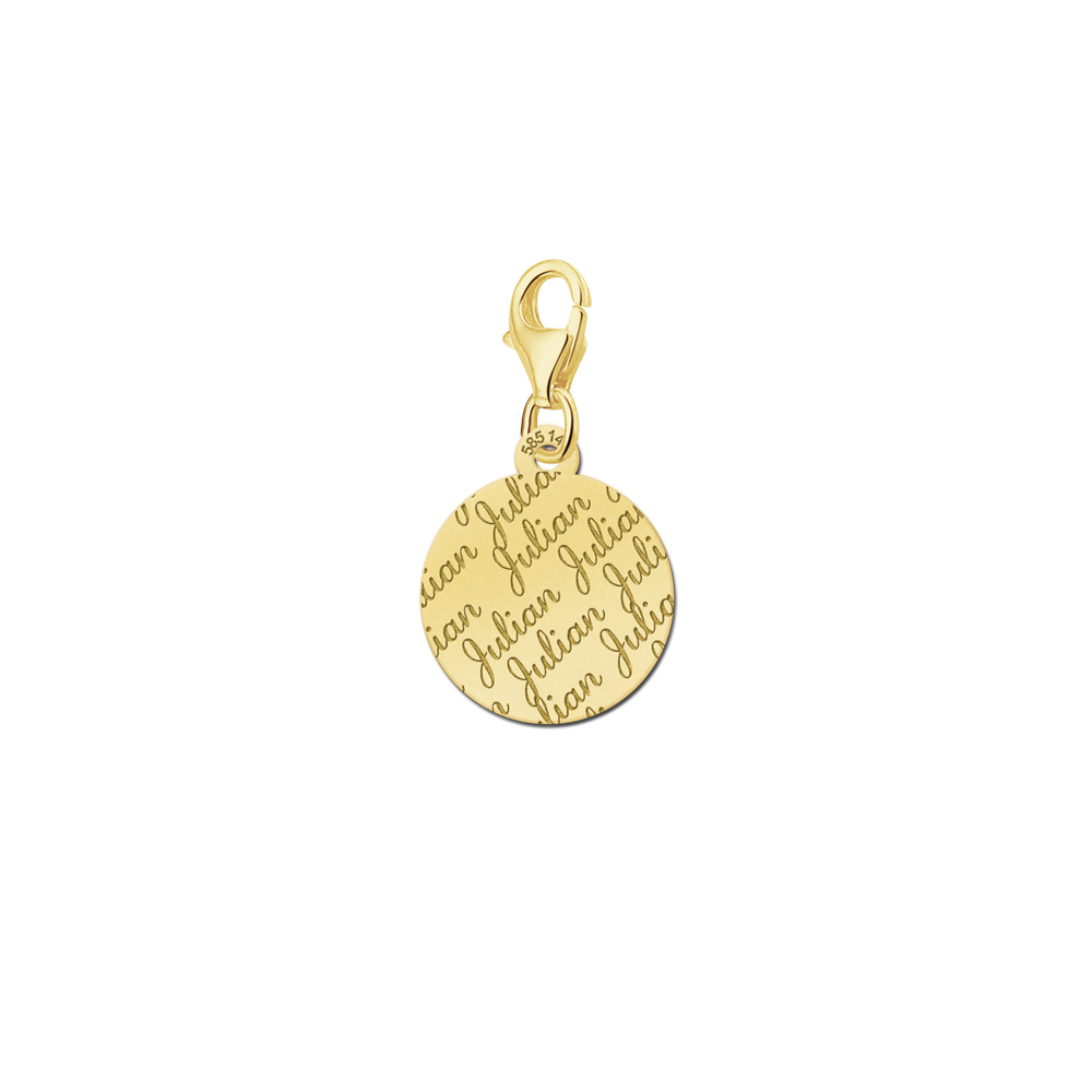 Gold Engraved Charm, Round