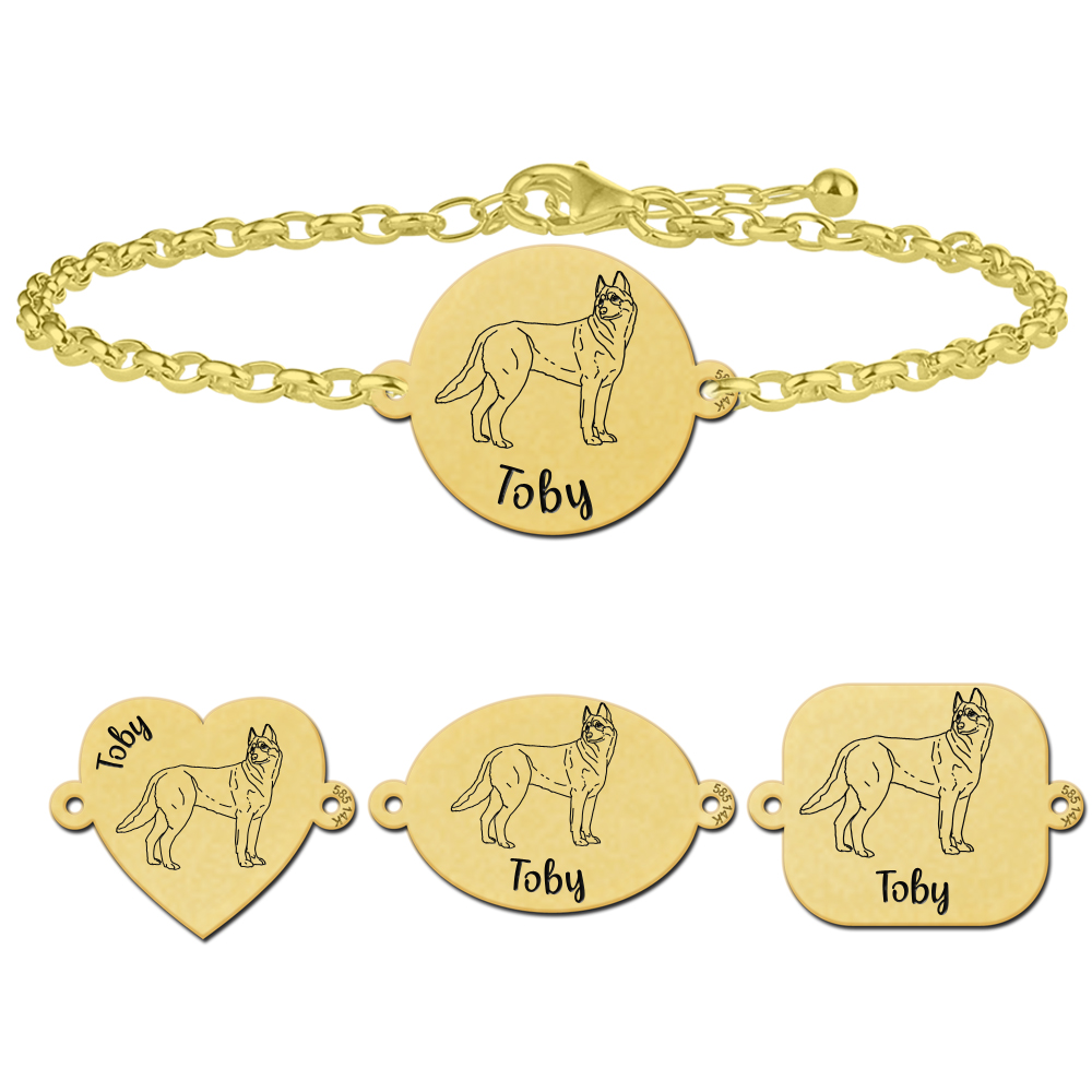 Gold bracelet with engraving Husky