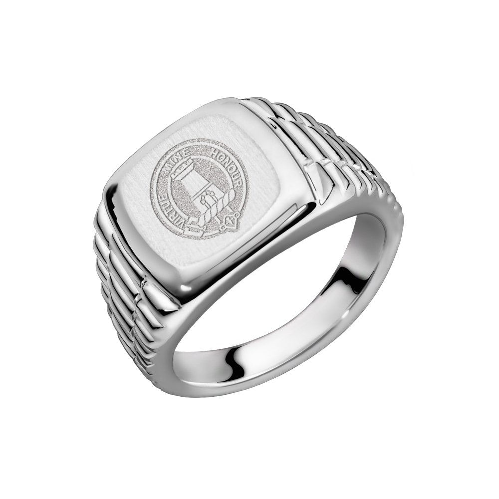 Family crest on silver signet ring Rolex style