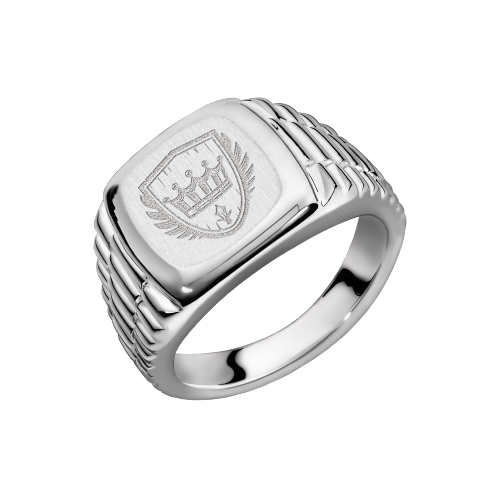 Family crest on silver signet ring Rolex style