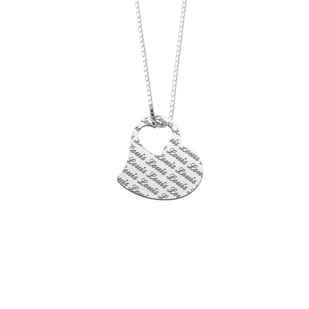 Silver Heart Necklace Engraved