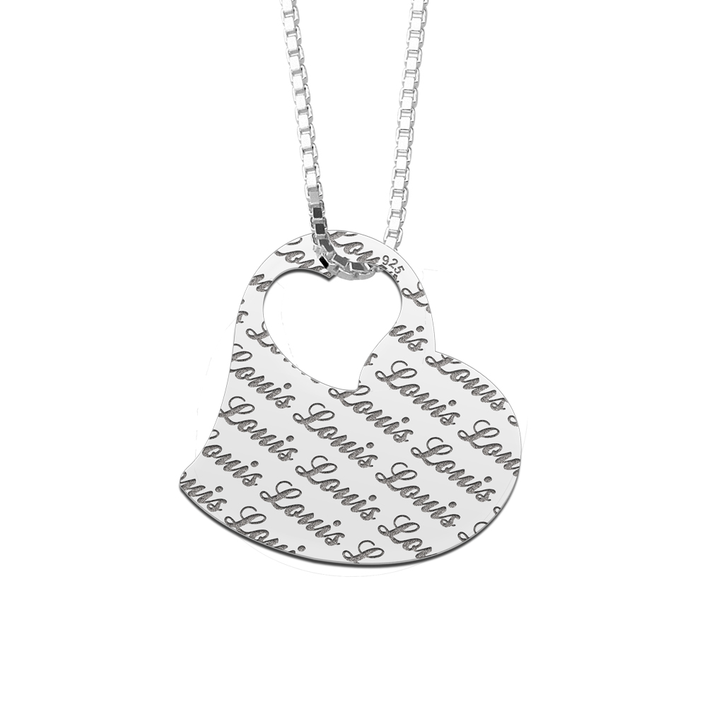 Silver Heart Necklace Engraved