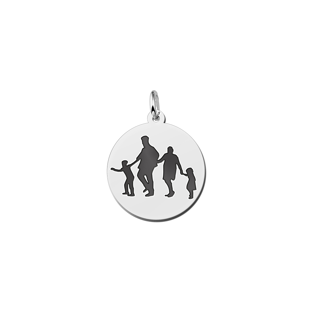 Round photo pendant with silhouette engraving