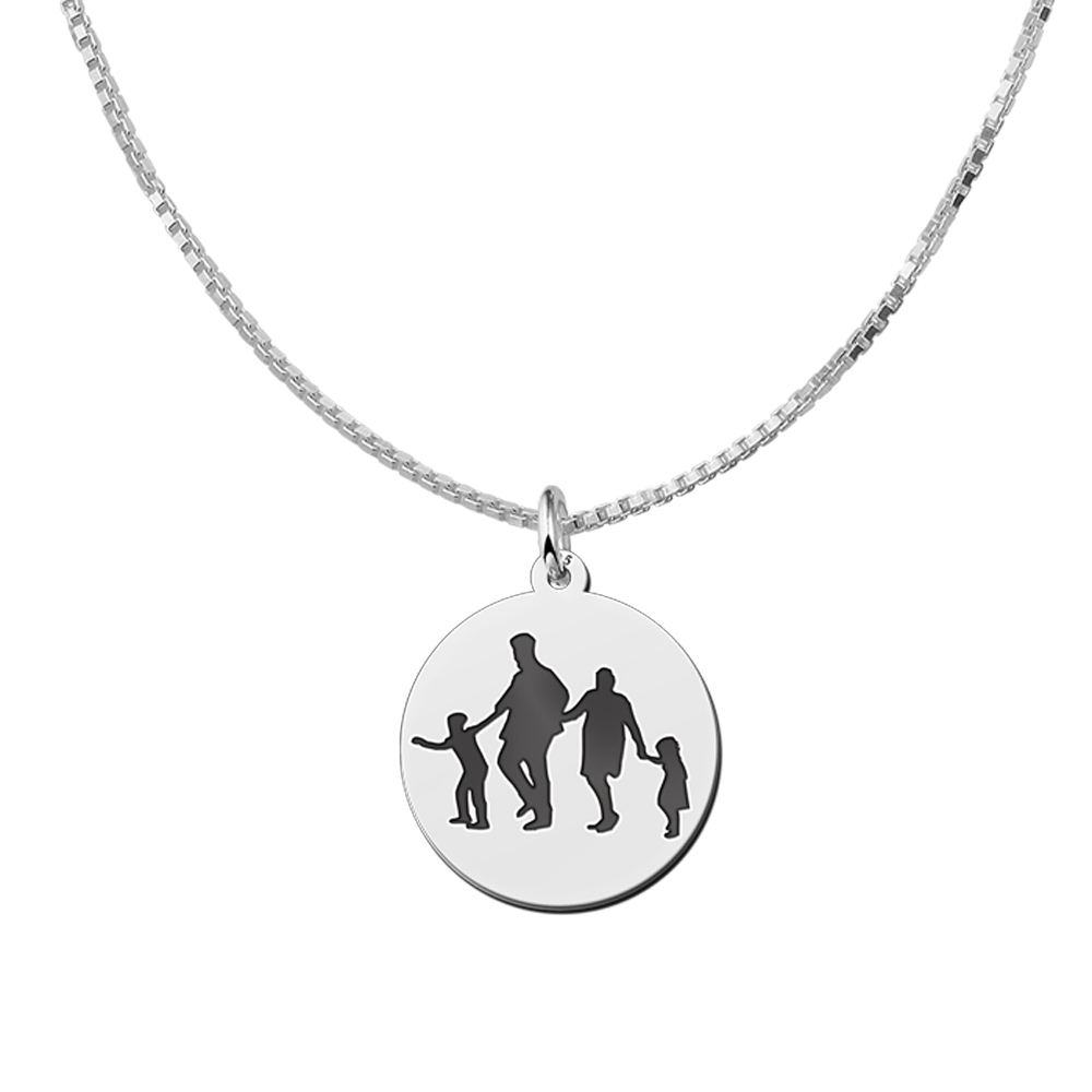 Round photo pendant with silhouette engraving