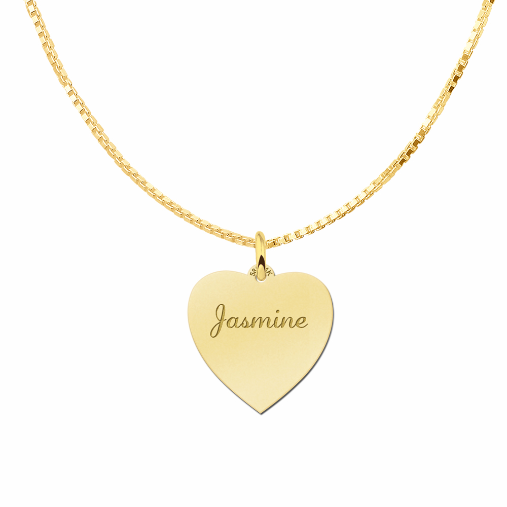 Gold engraved heart nametag