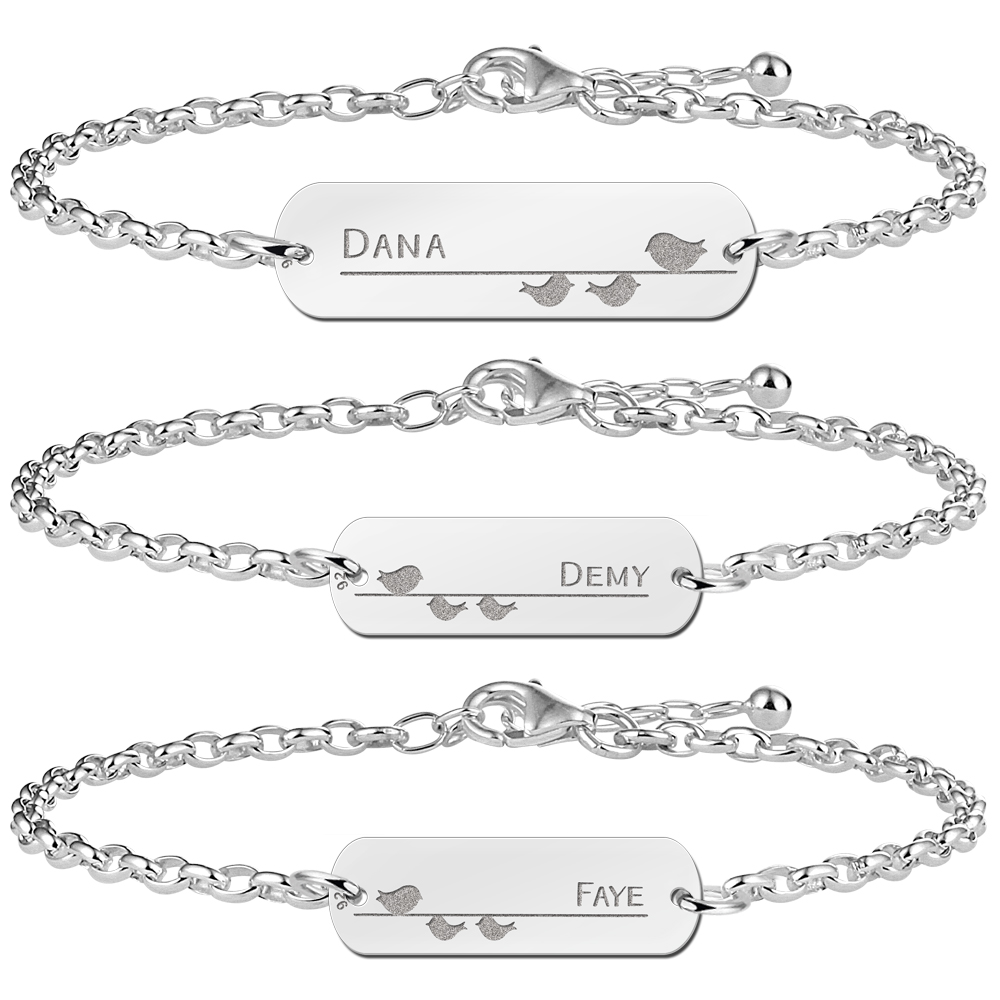 Silver bracelets set mother and two daughters