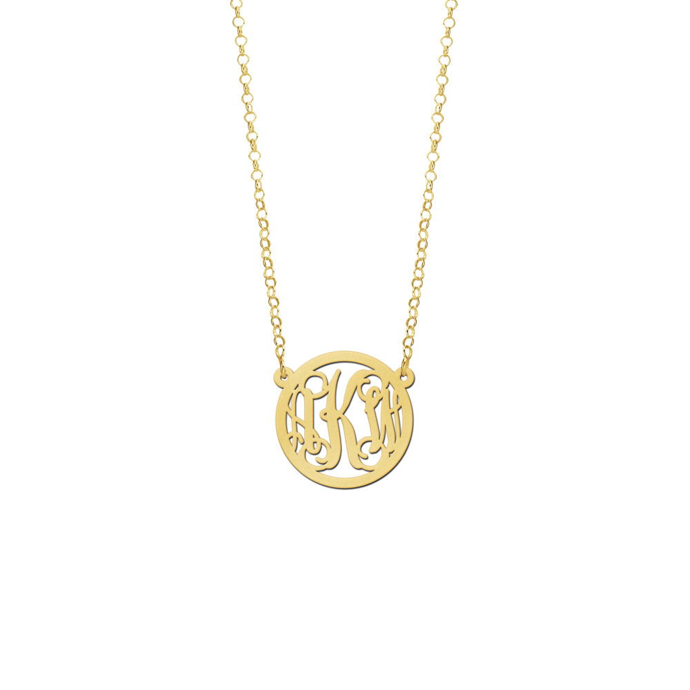 Gold Monogram Necklace with Chain, Small